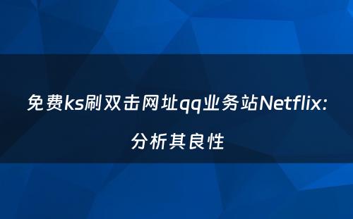 免费ks刷双击网址qq业务站Netflix：分析其良性