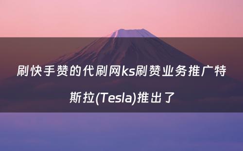 刷快手赞的代刷网ks刷赞业务推广特斯拉(Tesla)推出了