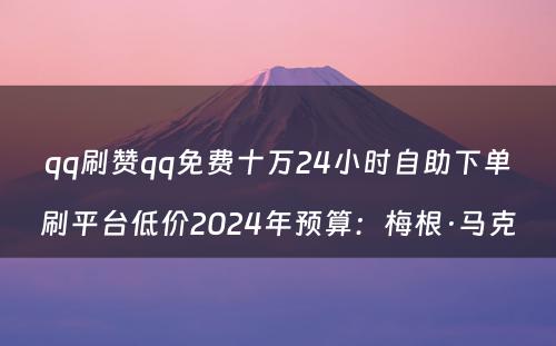 qq刷赞qq免费十万24小时自助下单刷平台低价2024年预算：梅根·马克