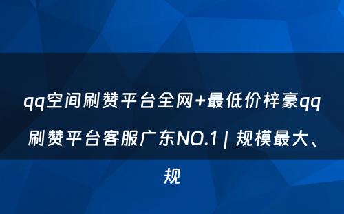 qq空间刷赞平台全网+最低价梓豪qq刷赞平台客服广东NO.1｜规模最大、规