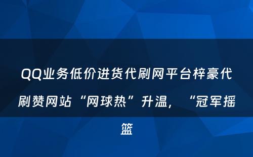 QQ业务低价进货代刷网平台梓豪代刷赞网站“网球热”升温，“冠军摇篮